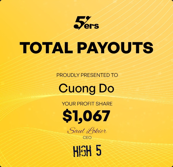 Screenshot payout The5er thật của Cường Cầm Quỹ sau khi pass challenge 30 ngày